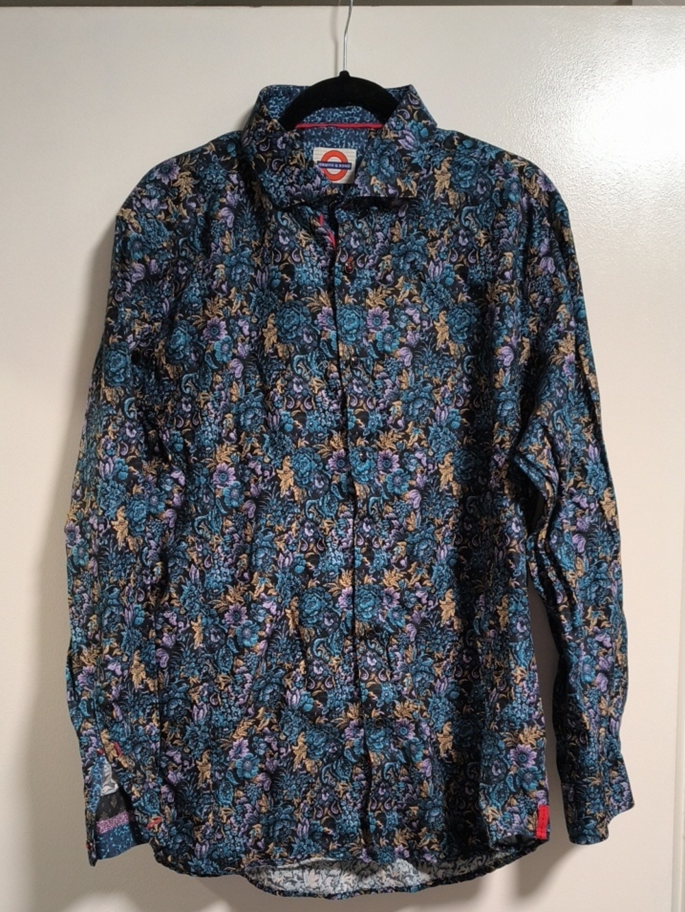 Men's Floral Button-Down Shirt - Blue Multicolor